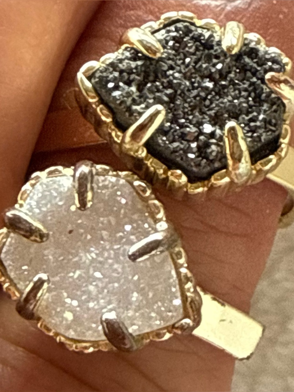 Kendra Scott Platinum and Iridescent Drusy Rings Size 7